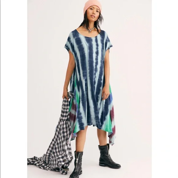 knee length dresses for ladies Rainbow Tie-Dye Maxi Dress Large
